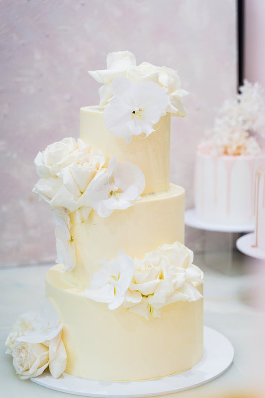 White Floral Wedding Cake