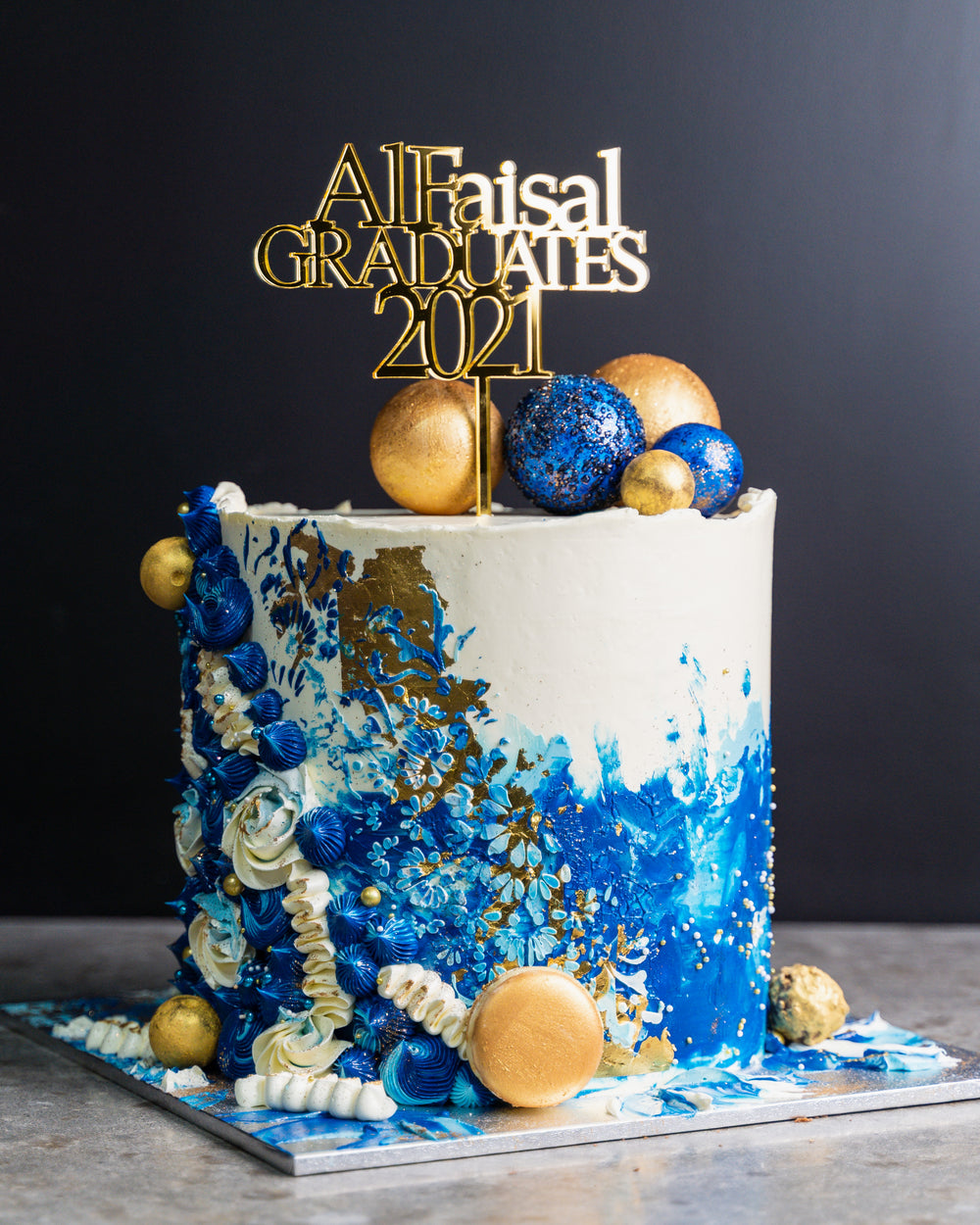 Elegant Blue Graduation/Birthday Cake