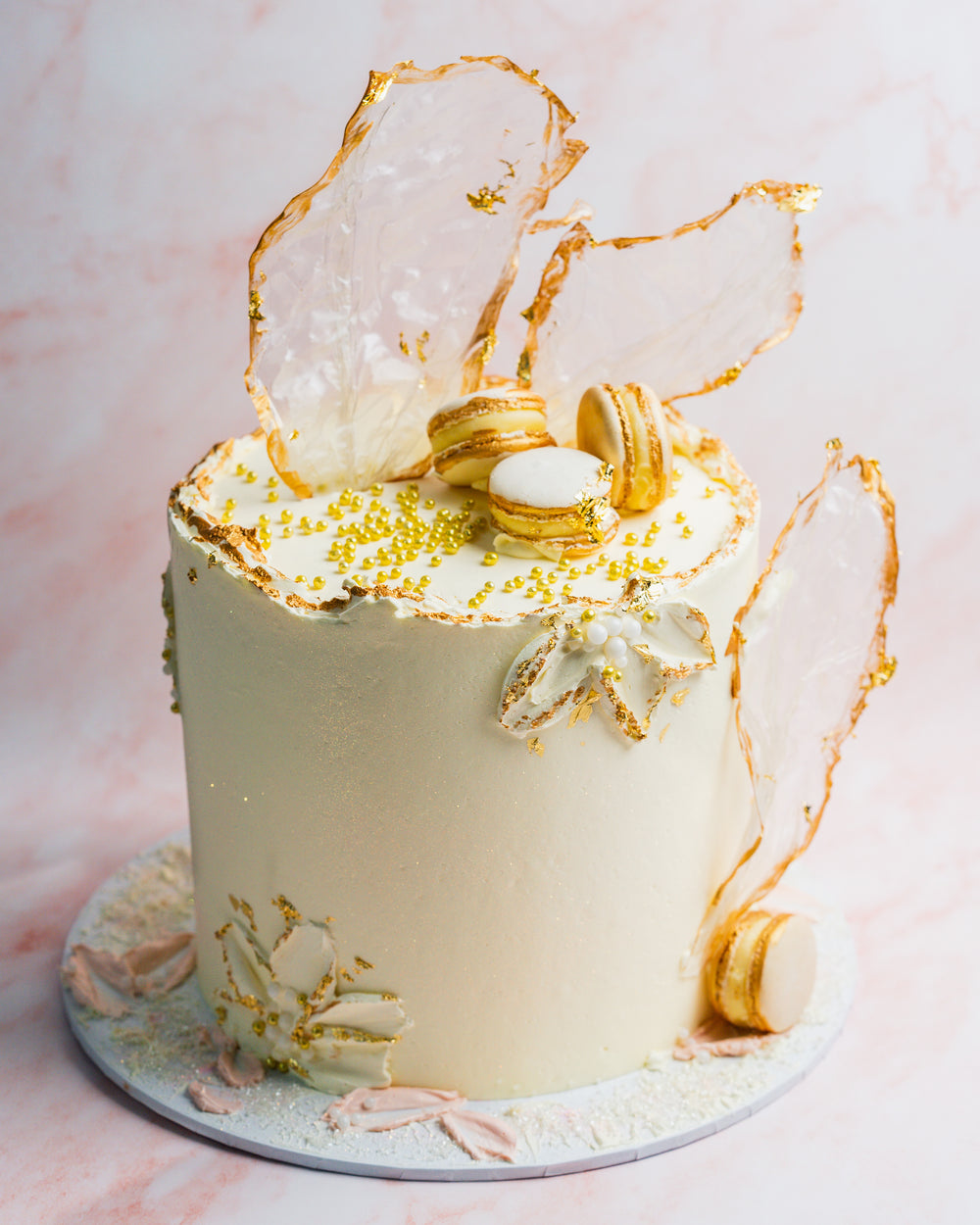 Textured Gold Macaron Cake
